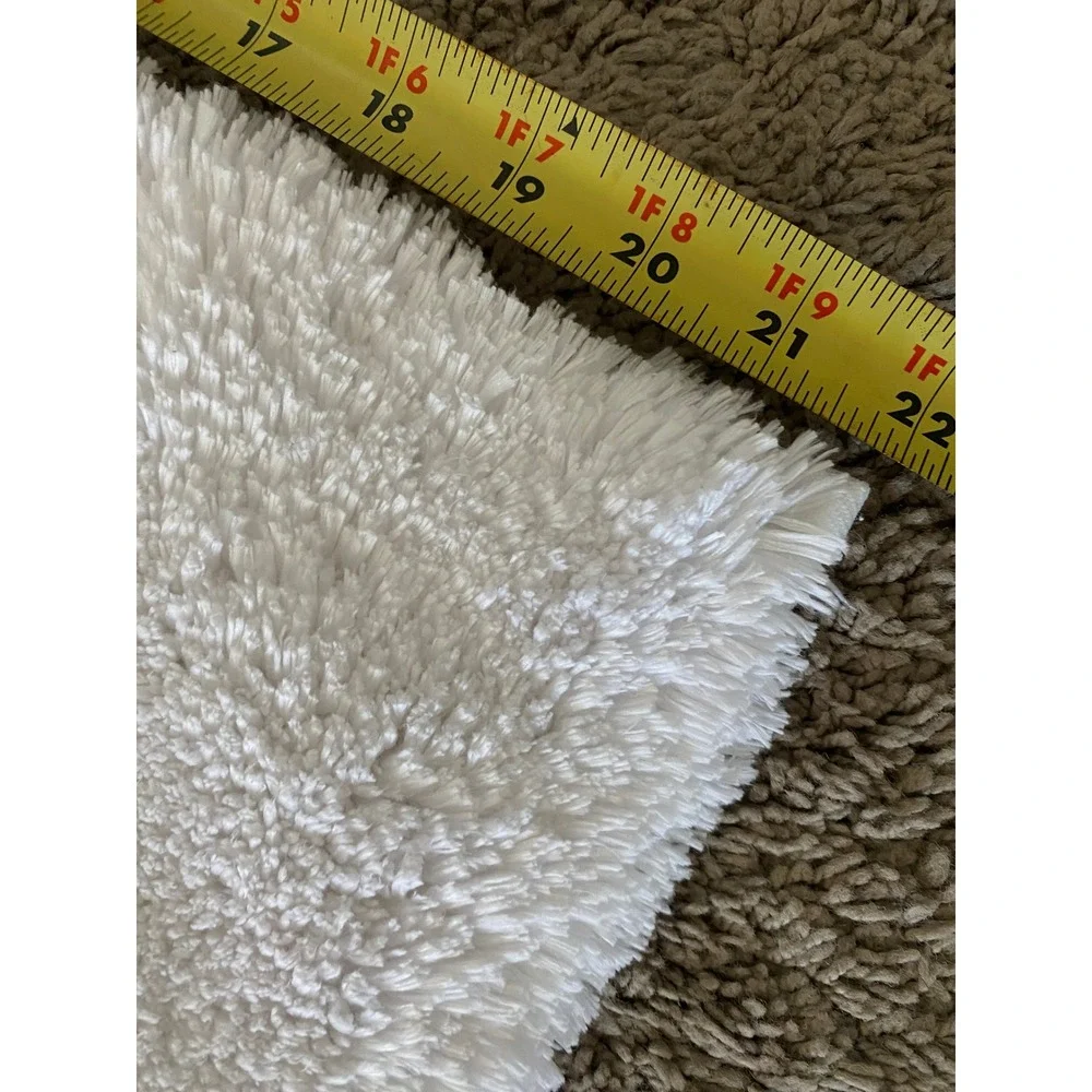 Simply Vera Vera Wang White Shaggy Bath Runner Rug 20x60 Solid Plush Latex Back